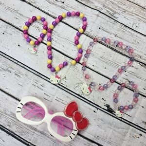 Hello Kitty Pink and Purple Jewelry Set with Sunglasses